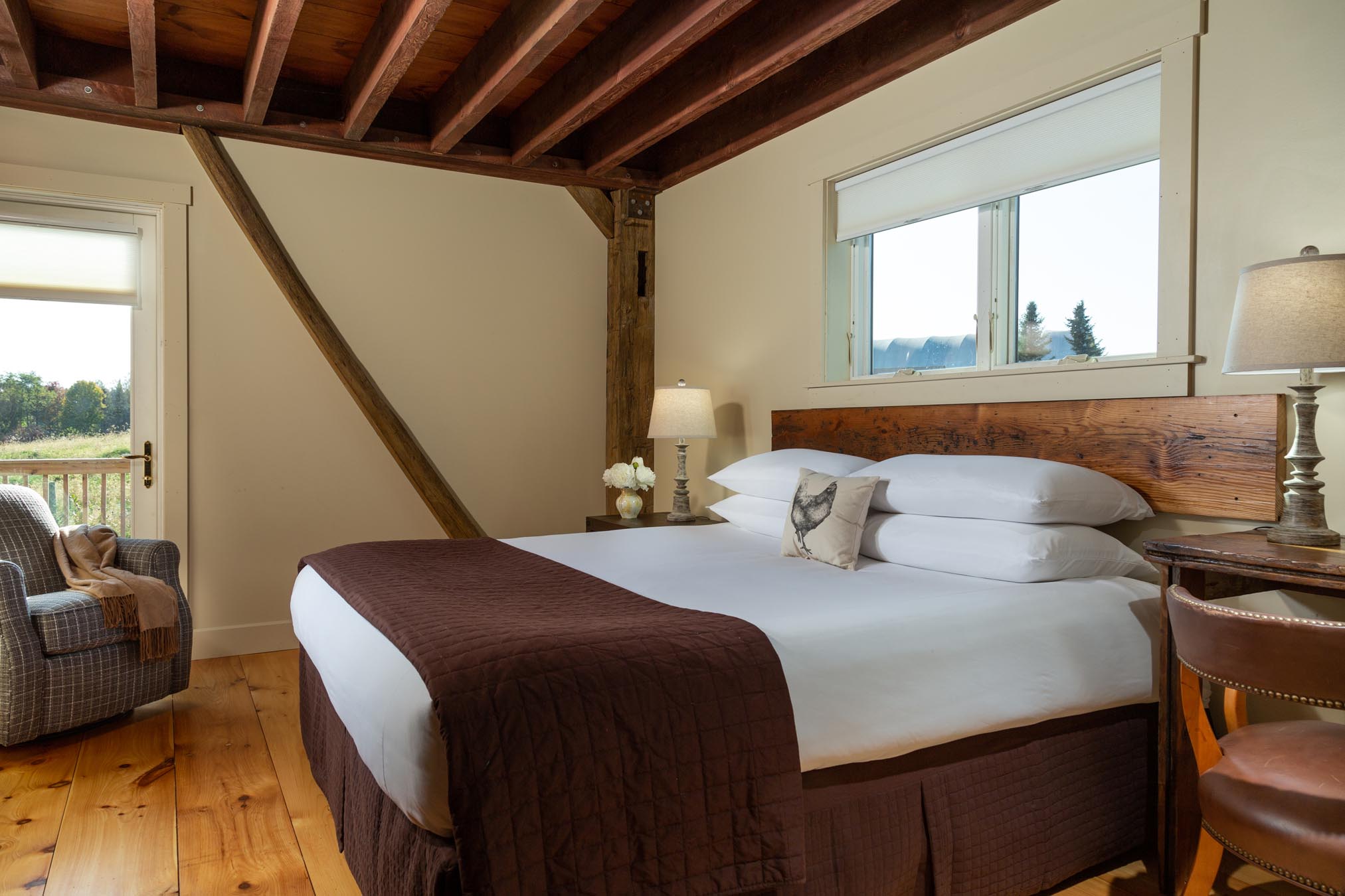 Bed in rustic room