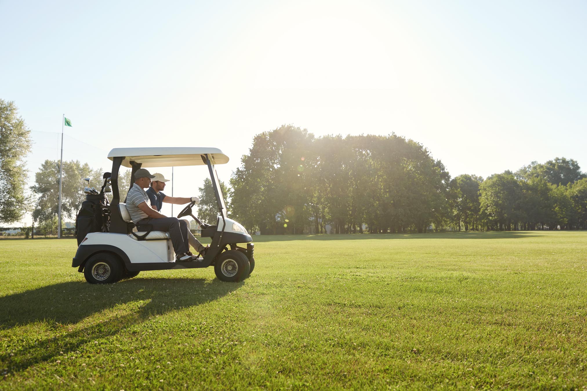 Golf cart on field
